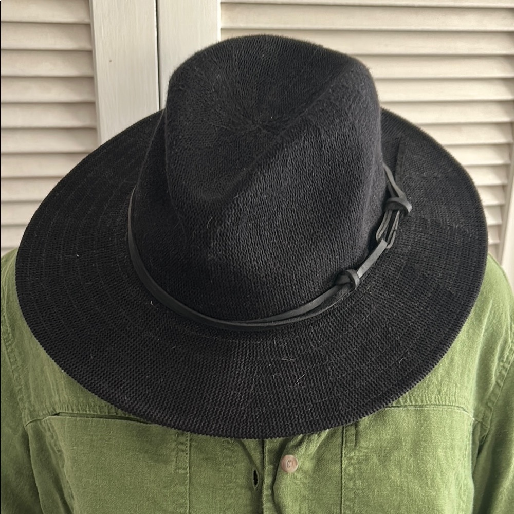 Anthropologie Black Wide-Brim Fedora Hat